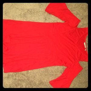 Red cold-shoulder holiday dress